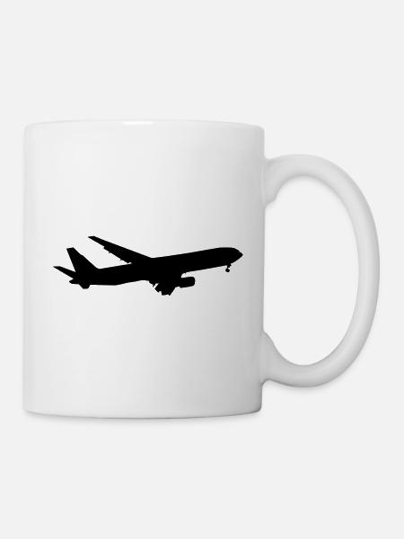 airplane silhouette - Tasse - Weiß
