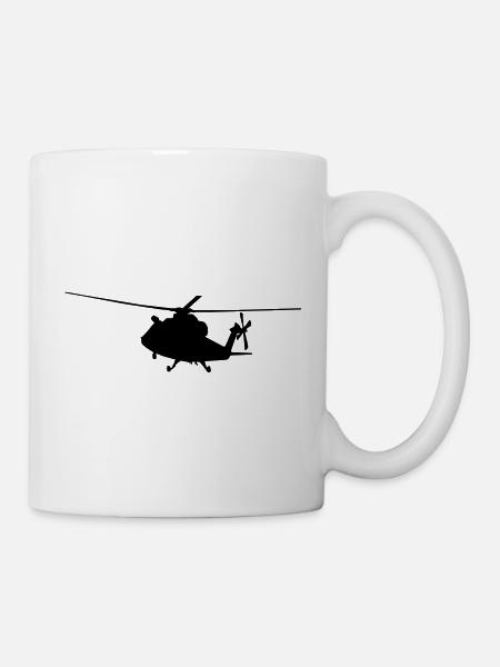 helikopter silhouette - Tasse - Weiß