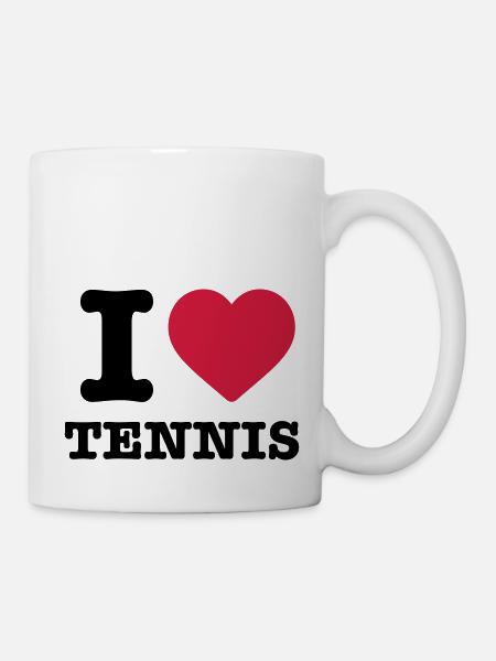 I love Tennis Herz Sport Ball Schläger Spieler - Tasse - Weiß
