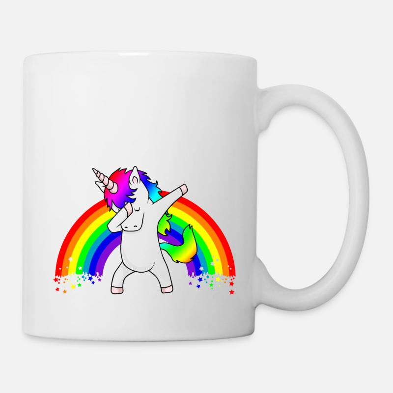 Dabbing Unicorn Regenbogen Dab Dance Einhorn Kind - Tasse - Weiß