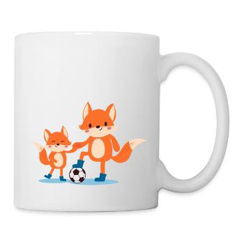 Fußball spielender Fuchs Fussball Sport Kind Junge - Tasse - Weiß - Rechts
