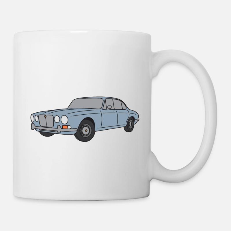 70er Jahre Jaguar XJ Silver Grey - Einfach - Tasse - Weiß