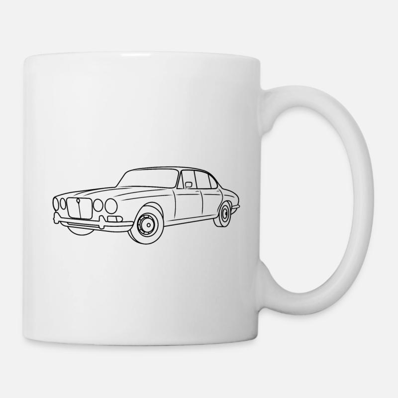 Jaguar XJ Outline Dark des années 70 - Simple - Mug blanc - blanc