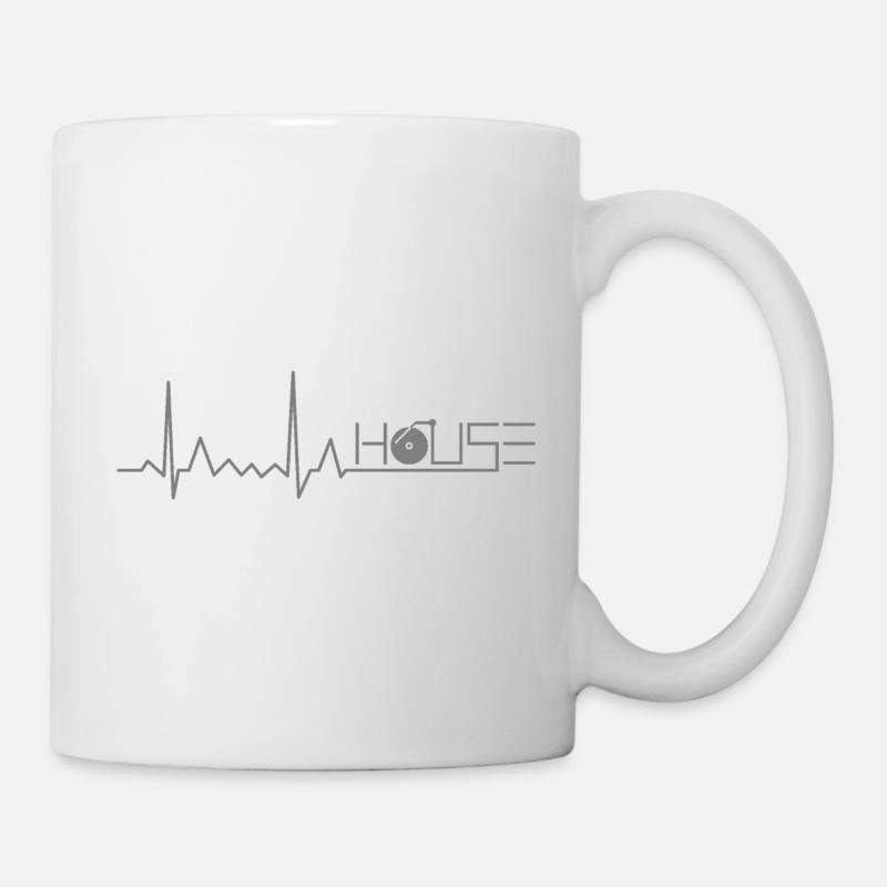 EKG de battement de coeur de musique house - Mug blanc - blanc