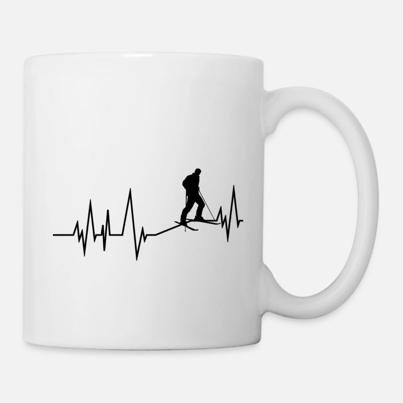 Ski Herzschlag Geschenk Tourenski Skiing - Tasse - Weiß