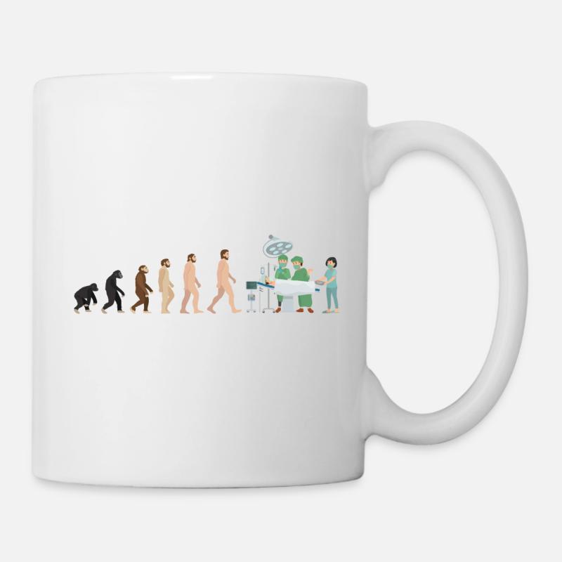 Chirurg Evolution Chefarzt Operation Geschenk - Tasse - Weiß