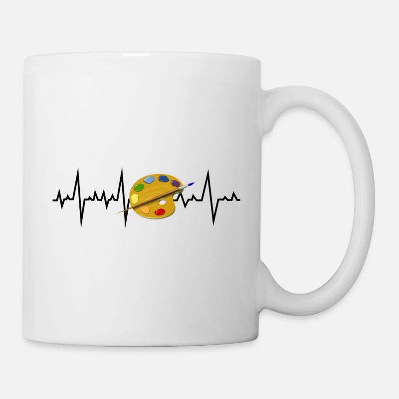 Professeur d’art d’artiste peignant le cadeau de battement de coeur de peintre - Mug blanc - blanc