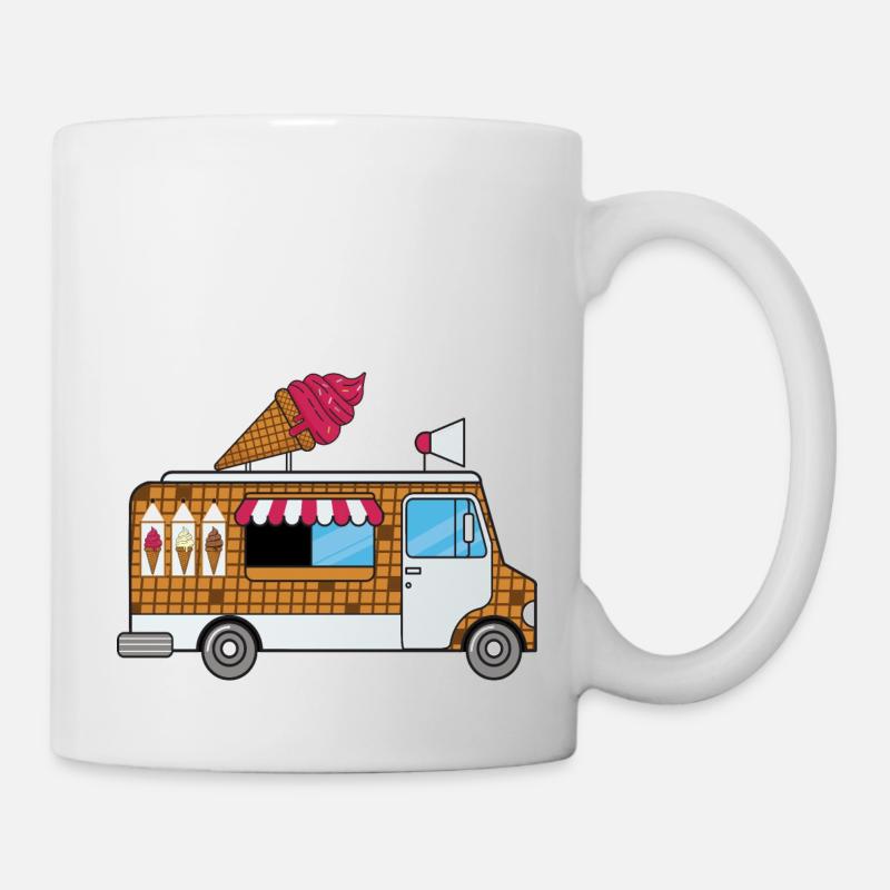 Chariot de glace, glacier, marchand de glace, glace, waffle - Mug blanc - blanc