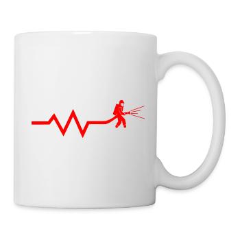 firefighter with heartbeat - Herzschlag - Tasse - Weiß - Rechts