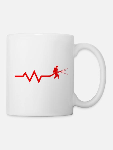 firefighter with heartbeat - Battements de cœur - Mug blanc - blanc
