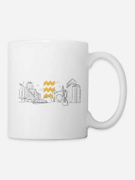 Eindhoven Vibes Illustratie Geel Shirt - Mok - wit