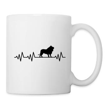Heartbeat Lion Love Lions Heart ECG Africa Safari - Mug - white - Right