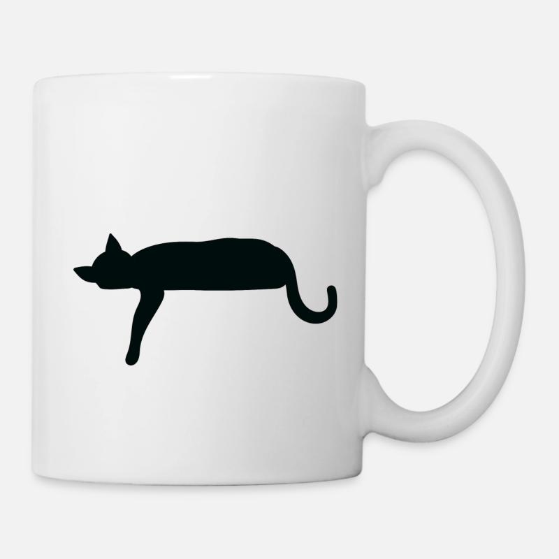 Silhouette de chat s’couchant - Mug blanc - blanc