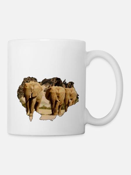 Elefanten Afrika in der Wüste Namibias I Geschenk - Tasse - Weiß