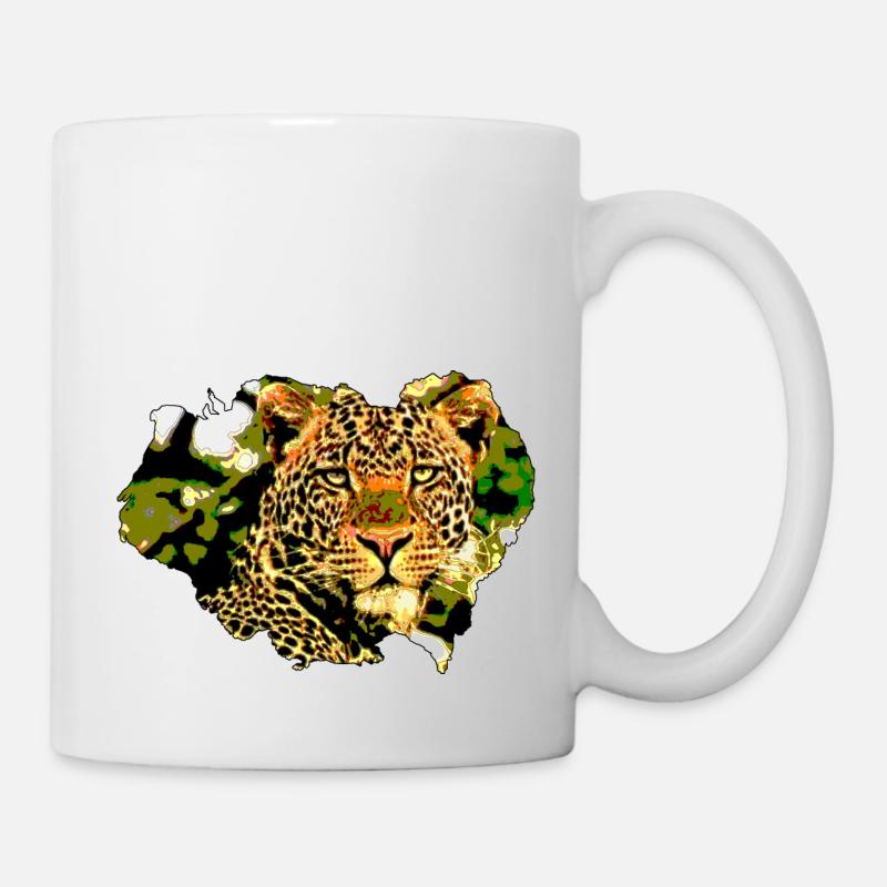 Léopard I Afrique I Dessin Animé I POP Art I Cadeau - Mug blanc - blanc