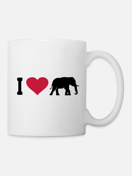 Elefant Liebe Elefanten Tier Afrika Safari Herz - Tasse - Weiß