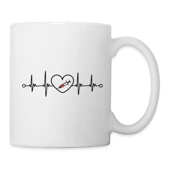 Impfstoff Virus Covid Herzschlag Puls Design - Tasse - Weiß - Rechts