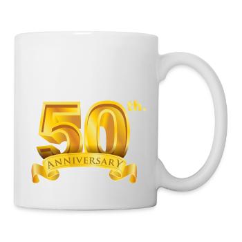 50. Jahrestag & Geburtstag Luxus goldene Zahl - Tasse - Weiß - Rechts