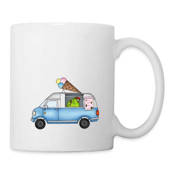 Perruche de chèvre verte dans un chariot de glace bleu - Mug blanc - blanc - Droite
