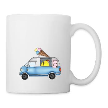 Perruche jaune dans un chariot de glace bleu - Mug blanc - blanc - Droite