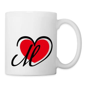 Liebe Herz Buchstabe M - Tasse - Weiß - Rechts