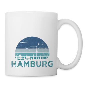 Hansestadt Hamburg Skyline Hamburger Hafen Retro - Tasse - Weiß - Rechts