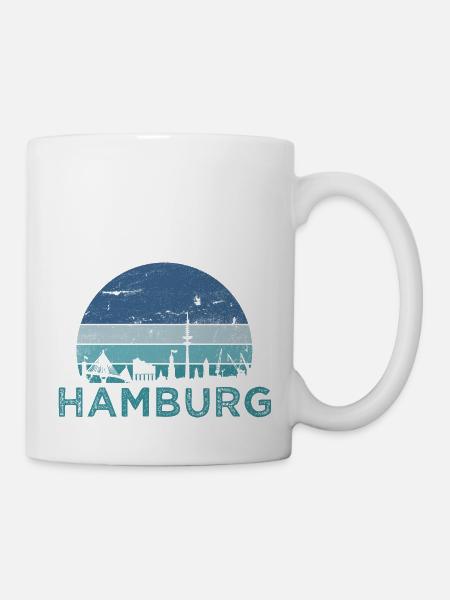Hansestadt Hambourg Skyline Hamburger Hafen Retro - Mug blanc - blanc