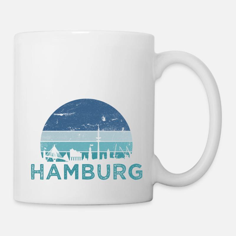 Hansestadt Hambourg Skyline Hamburger Hafen Retro - Mug blanc - blanc