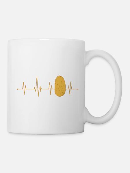 Kartoffel Herzschlag Puls Ekg - Tasse - Weiß