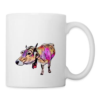 Braunvieh (DDP, Milchkuh, Pop Art Comicstil) - Tasse - Weiß - Rechts