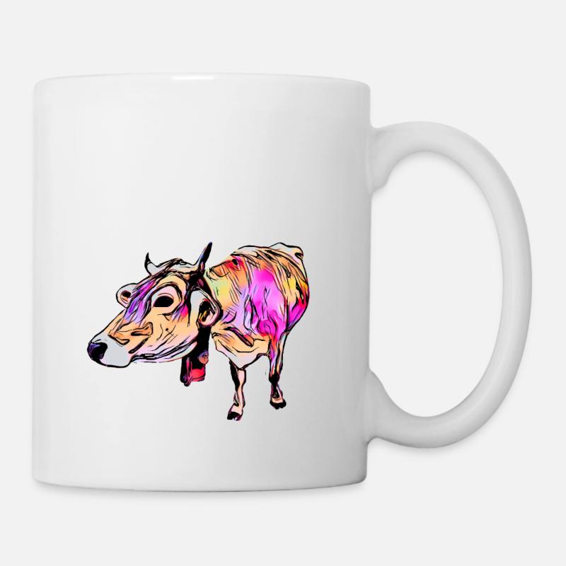 Braunvieh (DDP, Milchkuh, Pop Art Comicstil) - Tasse - Weiß