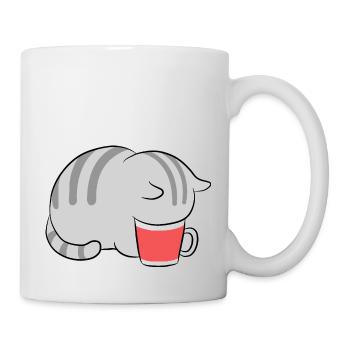 Kawaii Cat in Coffee Japanese Neko Kitten - Mug - white - Right