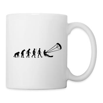 Evolution Silhouette Geschenk Kitesurfer Wellen - Tasse - Weiß - Rechts