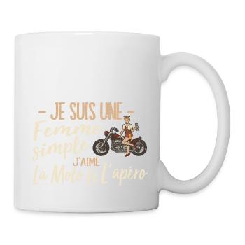 Je Suis Une Femme Simple J'aime La Moto Et L'apéro - Mug blanc - blanc - Droite