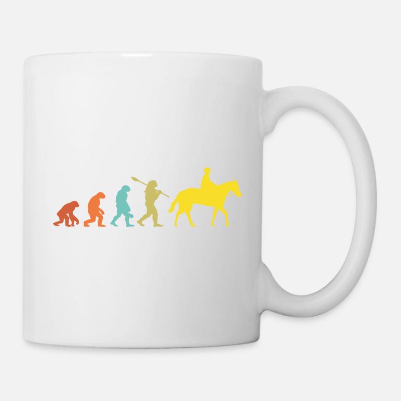 Vintage Evolution Pferd Reiter Geschenk - Tasse - Weiß