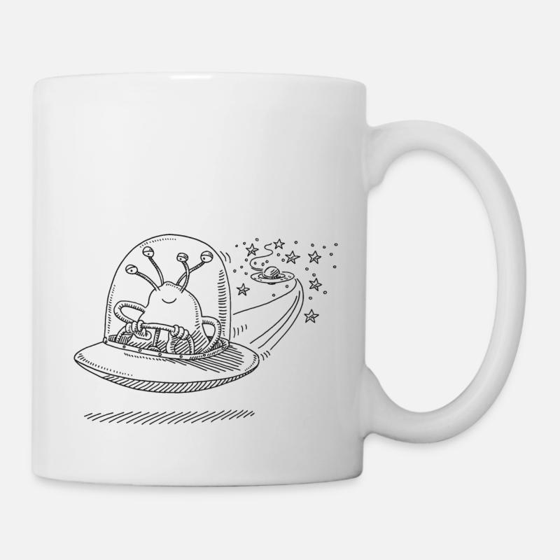 Drôle de monstre extraterrestre volant OVNI dans l’espace - Mug blanc - blanc
