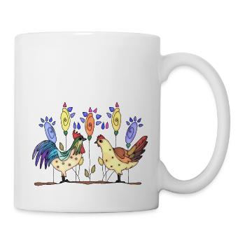 Hen and rooster - Mug - white - Right