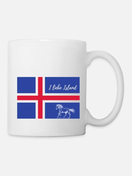 Islandflagge mit islandpferd - Tasse - Weiß