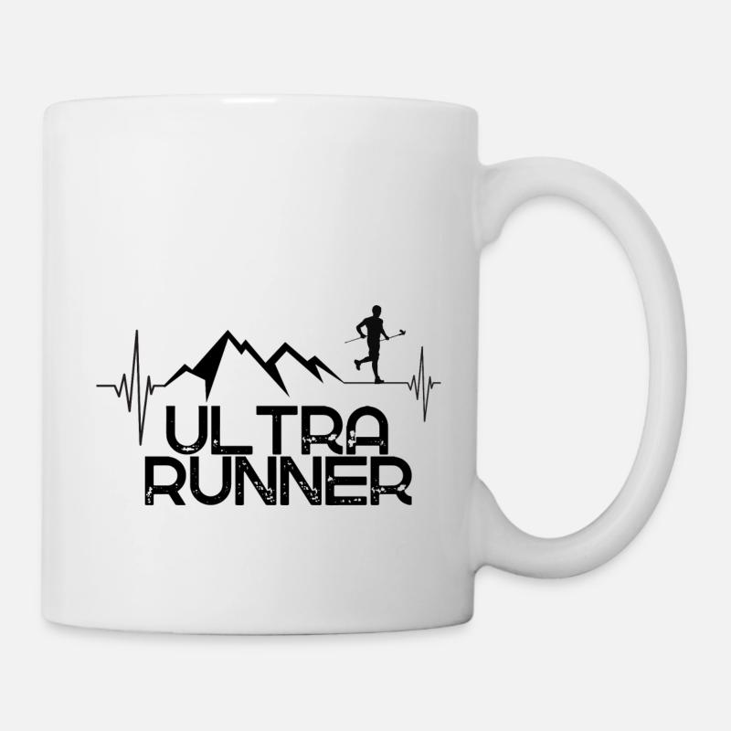 Ultra Runner mountains & heartbeat - Mug - white