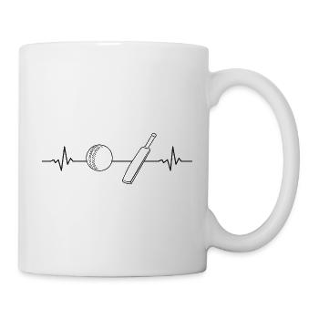 Kricket Herzschlag Geschenk Cricket EKG Kricketfan - Tasse - Weiß - Rechts