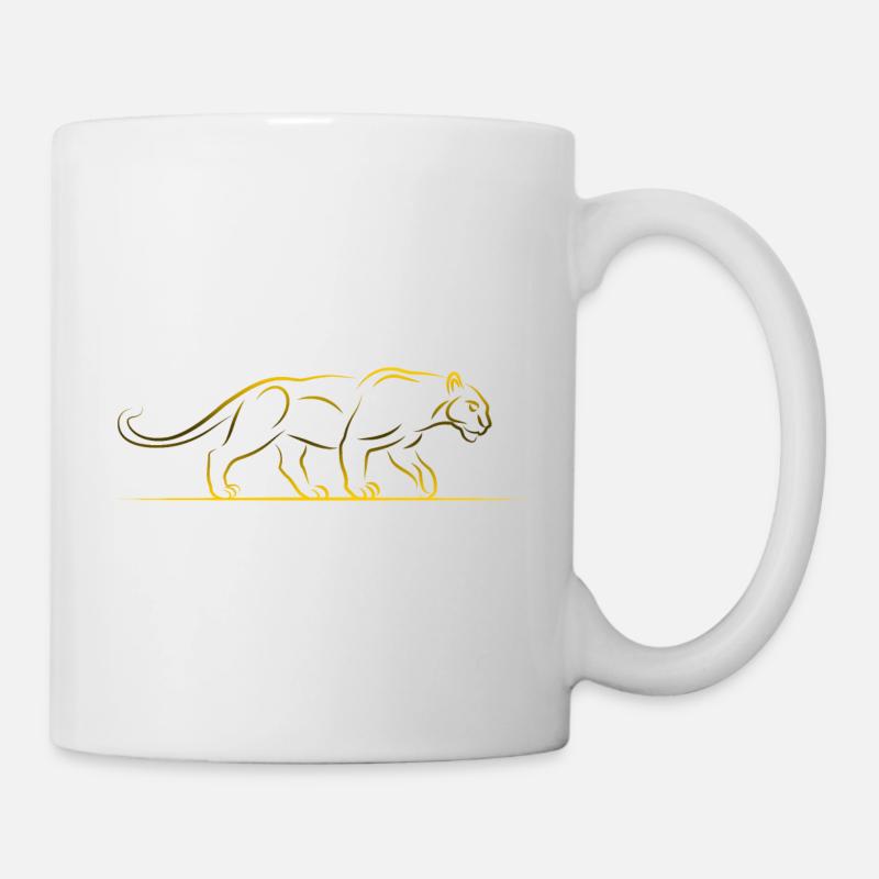 Illustration de panthère en or - Mug blanc - blanc