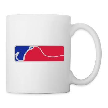 Crochet de pêche rouge bleu - Mug blanc - blanc - Droite