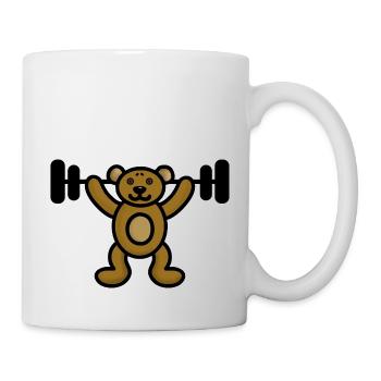 Bear with Weight - Weightlifter Bodybuilder - Mug - white - Right