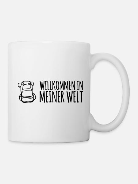 Willkommen in meiner Welt! Reisen Backpacker - Tasse - Weiß