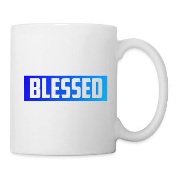 Gesegnet glücklich und zufrieden! - Tasse - Weiß - Rechts