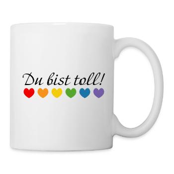 Regenbogenherzchen du bist toll - Tasse - Weiß - Rechts