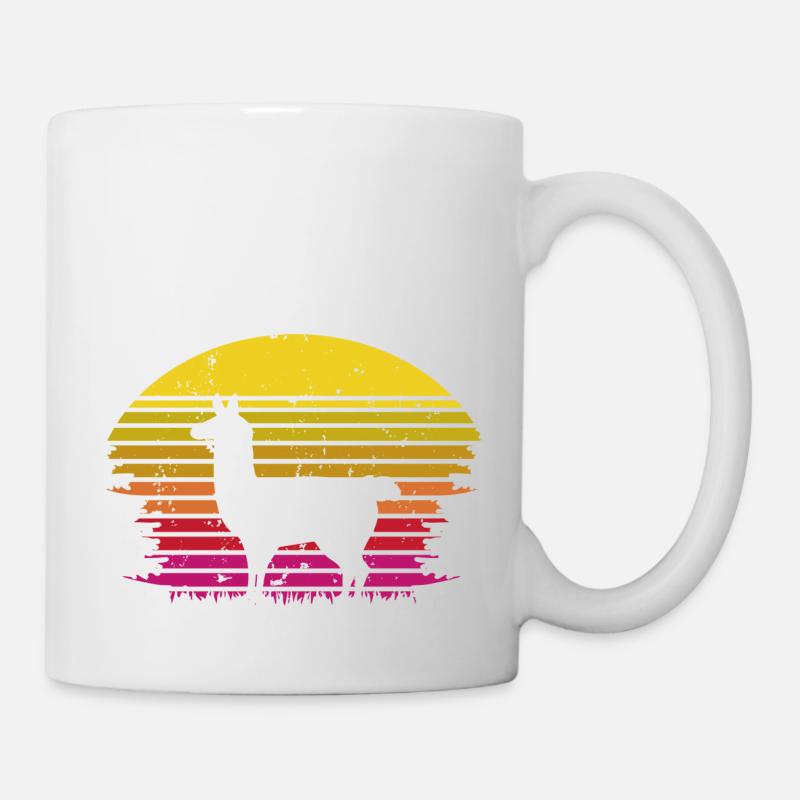 Lama Vintage Rétro - Mug blanc - blanc