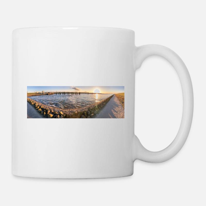 Panorama Sonnenuntergang Husum - Tasse - Weiß