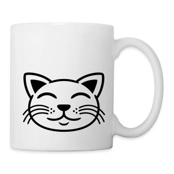 Katze Gesicht glücklich Haustier - Tasse - Weiß - Rechts