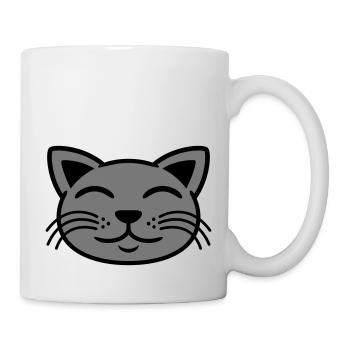 Grey cat face happy - Mug - white - Right